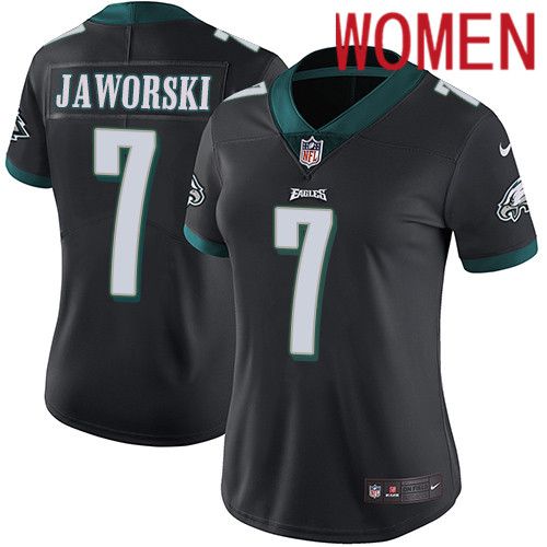 Women Philadelphia Eagles #7 Ron Jaworski Nike Black Vapor Limited NFL Jersey->women nfl jersey->Women Jersey